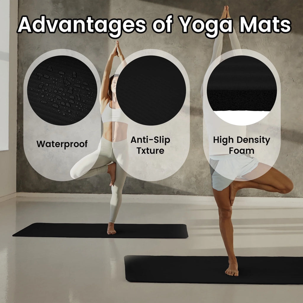 Yoga Mat Anti-Skid Sports Fitness Mat 15MM Thick EVA Comfort Foam Yoga Matt for Exercise, Yoga, and Pilates Gymnastics Mat Blue